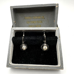 Vintage Japanese Cultured Pearl Earrings Dangle Screwback Sterling Silver
