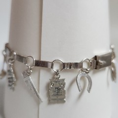 Vintage Mexican 800 Silver Charm Bracelet – 15 Charms – JAB Mark – 7.25″ – 7g
