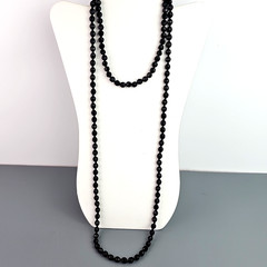 Vintage 2 Black Faceted Glass Beaded Necklace 25 in n 12 in extender