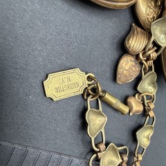 Pididdley Links Signed Loaded Heart Charm Necklace Gold Tone 24” C81
