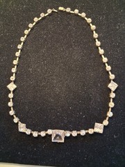 Vintage 1930’s 1940’s Fixed Station Metal Crystal Necklace