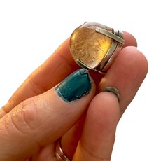 Globe Rutilated Quartz Sterling Silver Pendant Estate Incredible Vintage Jewelry
