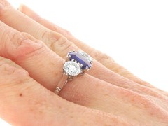 2.34Ct Madagascar Sapphire and 1.85Ct Diamond Platinum Trilogy Ring Circa 1945