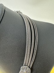 Sterling Silver 4 Stranded Marcasite Herringbone Chain Choker Necklace 56g 18 In
