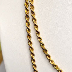 Vtg Italy 1/20 14K Yellow Gold-Filled GF Rope Chain Necklace 30″ 20.1g – 3.3mm