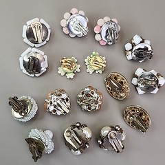 Vintage Cluster Clip On Earrings Lot of 8 Lisner Jonne Sugared Glass Acrylic