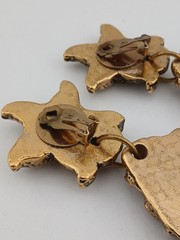EXTRAORDINARY JACKY DE G Gold Tone AB Stones Starfish dangle clip-on earrings