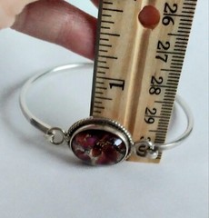Vintage Mexico 925 Rope Accented Oval Diachroic Glass Tension Bangle Bracelet