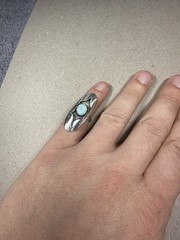 Beautiful Vintage Southwest Sterling Silver Opal Cabochon Ring Sz 5.25