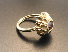 Vtg 1974 Avon Sunflower Gold Tone Topaz Crystal Ring Adjustable Size 7.5. #680