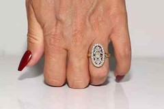 Art Deco Style Lab Created Diamond Engagement Wedding 14K Yellow Gold FN Ring