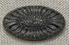 STERLING SILVER 925 MARCASITE BROOCH ANTIQUE ART NOUVEAU BEAUTY ELEGANT DESIGN