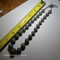 vintage Bead Tibetan Turquoise Inlay Silver Graduated 16″ Choker Necklace