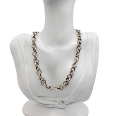 Sterling Silver Round Link Chain Bracelet Choker Necklace Heavy Convertible 47g