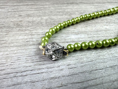 Vintage Unbranded Lot Of 2 Faux Pearl/Bead Necklaces 1 Green 1 Black