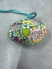 Vintage Billie Beads Hand Crafted Polymer Clay Heart Love Pendant on Silk Cord