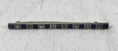 Vintage Art Deco Sterling Silver Top Rhinestone Bar Brooch