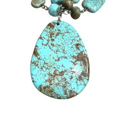 Vintage Bellagio Crystals Necklace Turquoise Multi-Strand Boho Chic 17-19 inches