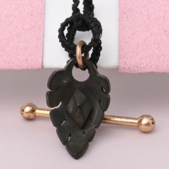 Antique Victorian Upcycled Vulcanite Feather Gold Filled T-Bar Pendant