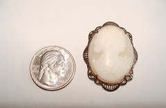 Vintage Harwood 6.1g Sterling Silver Carved Shell Cameo Brooch Pin 37mm x 30mm