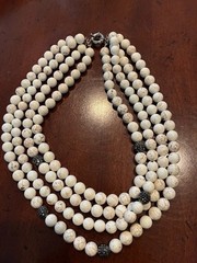 Vintage Layered necklace with White decorative beads and custom clasp