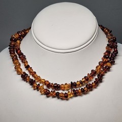 Large Vintage Brown & Orange Amber Beaded Necklace 30-in Graduated 22 Grams