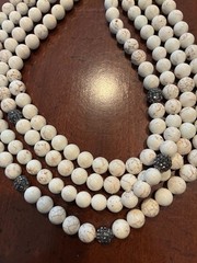 Vintage Layered necklace with White decorative beads and custom clasp