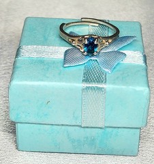 Vintage Sterling Silver London Blue Topaz Adjustable Ring Collectible Unique