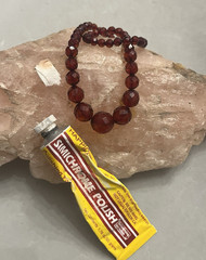 Vintage, Art Deco, Cherry Amber, Faceted Bakelite 15″ Necklace-Simi Tested