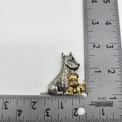 Vintage Liz Claiborne Scottie Dog Puppy Brooch Mom baby Scottish Terrier
