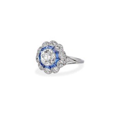1.35CT White Round Cut CZ Edwardian Art Deco Antique Style Sterling Silver Ring