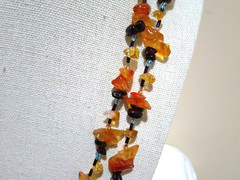 Vintage Gemstone Necklace Featuring Autumn Inspired Palette, 42″