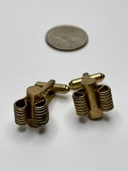 Vintage Speidel Modernist Brutalist Coil Spring Gold Tone MCM 1960s Cufflinks