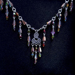 Necklace 18” Multicolor Glass Czech Old Beads Art Deco Style Women`s Jewelry