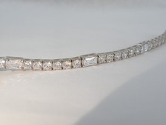 Vintage Sterling Silver 925 Baguette Cubic Zirconia Tennis Bracelet 7″