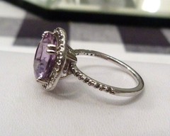 DESIGNER 6.84 CARATS AMETHYST WHITE TOPAZ GEMSTONE STERLING SILVER RING 9