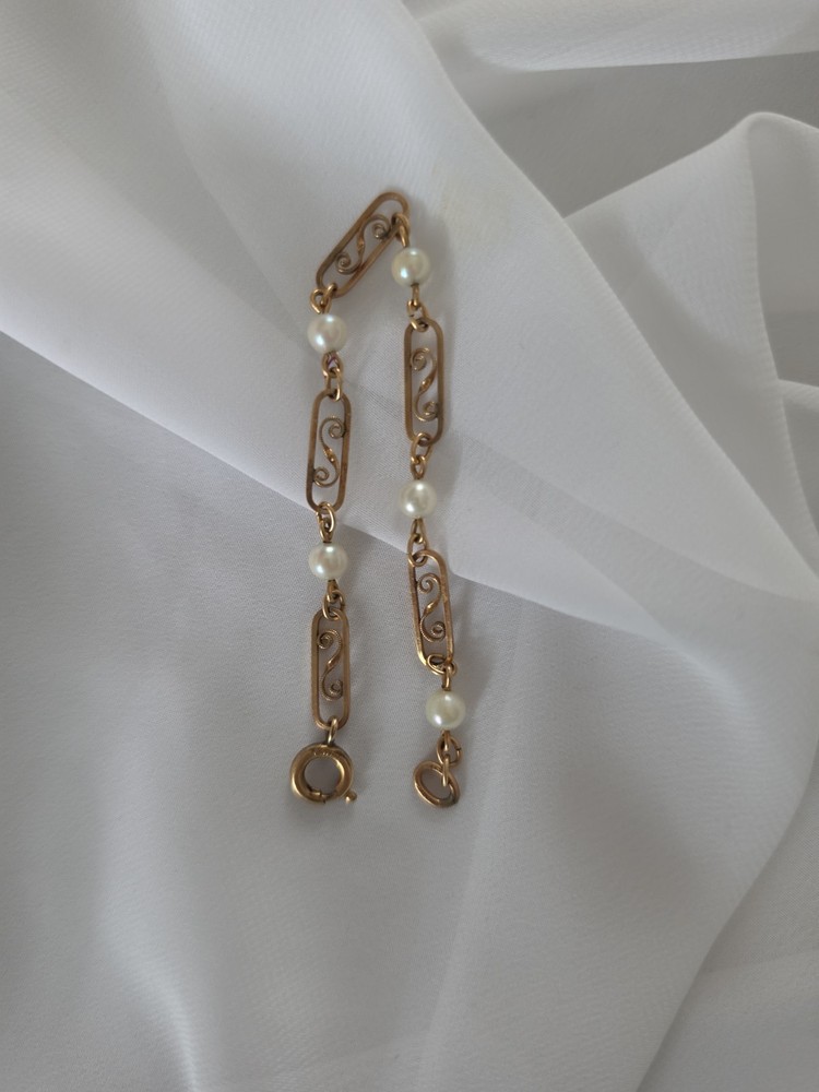 Van Dell 1/20 12K GF Gold Filled Cultured Pearl Link Bracelet