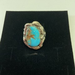 Vintage Antique Turquoise And Silver Large Ring Size 11.25