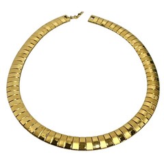 Gold panel chain necklace collar choker retro 1980’s runway career vintage chic