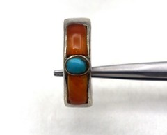 6.610 Grams 925 Sterling Silver Ring Natural Turquoise & Agate Gem US SZ 9.25