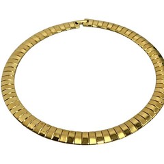 Gold panel chain necklace collar choker retro 1980’s runway career vintage chic
