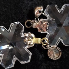 Vintage Crystal Snowflake Earring Pendant Set 7/8″ 3/4″