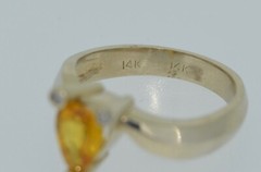 14K Natural 1 Carat Yellow Sapphire & Diamond Ring