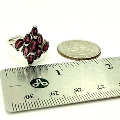 Vtg JJJ Avon 925 Sterling Silver LG Ring Size 9 Garnet Cluster Multi Marquise Vl