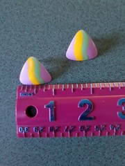 Vintage Pastel Enamel Lavender Yellow Mint Green Triangular Pierced Earrings