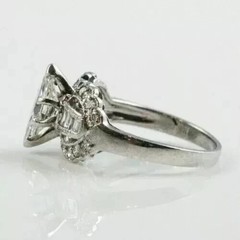 Art Deco Style Marquise Cut Lab Created Diamond 14K White Gold FN Wedding Ring
