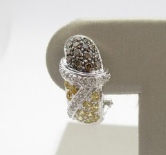 0.66CTW Yellow Sapphire 0.92CTW Diamond Earrings 14 Karat White Gold