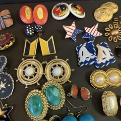 Vintage Costume Jewelry Earrings 80s 90s Y2K Pierced Clip Chunky Retro Lot 56x