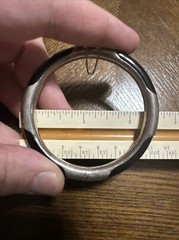 Vintage Sterling Asian Export Onyx Bangle Bracelet 2.25” Internal Diameter