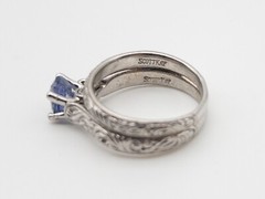 $7K Scott Kay 1.62ct Cert Blue NO HEAT Sapphire Diamond 19k White Gold Ring SET